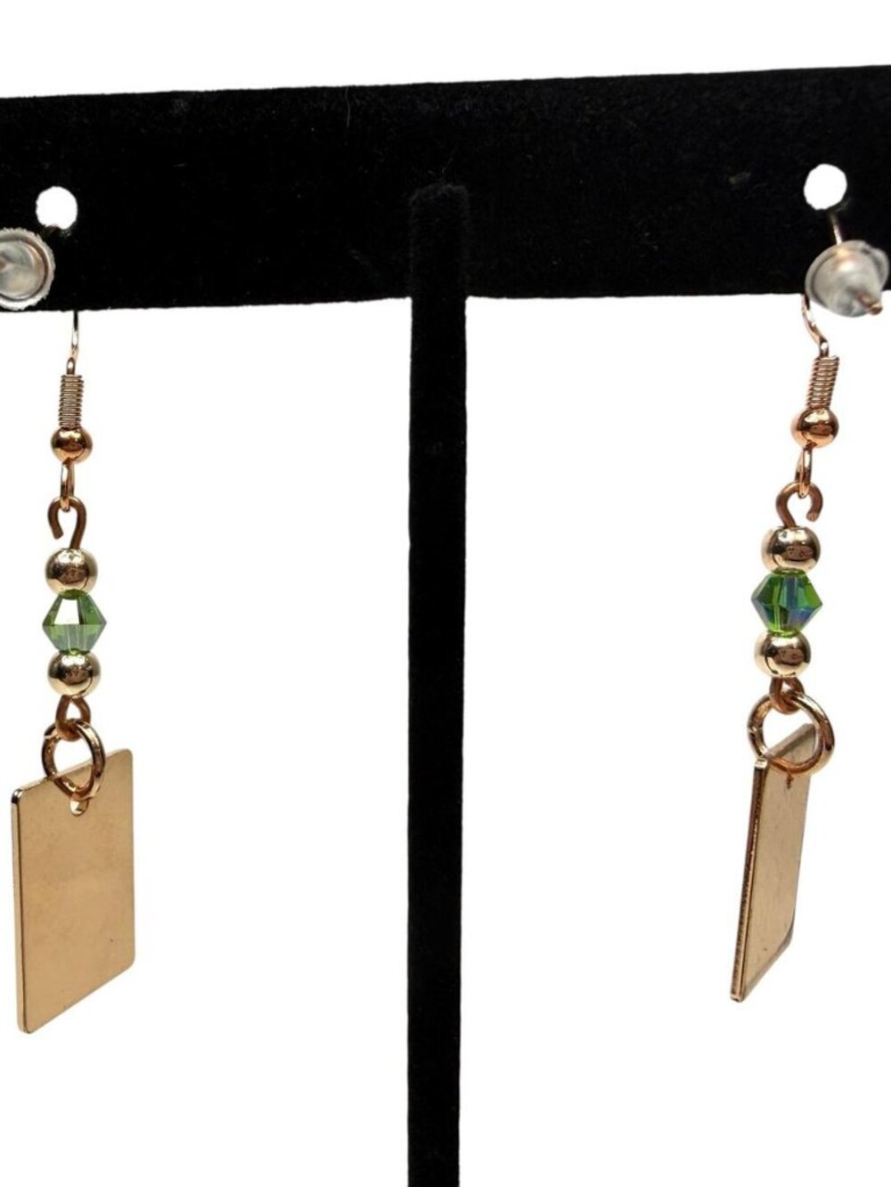 925 Sterling Silver Copper Dangle Earring Green Swarovski